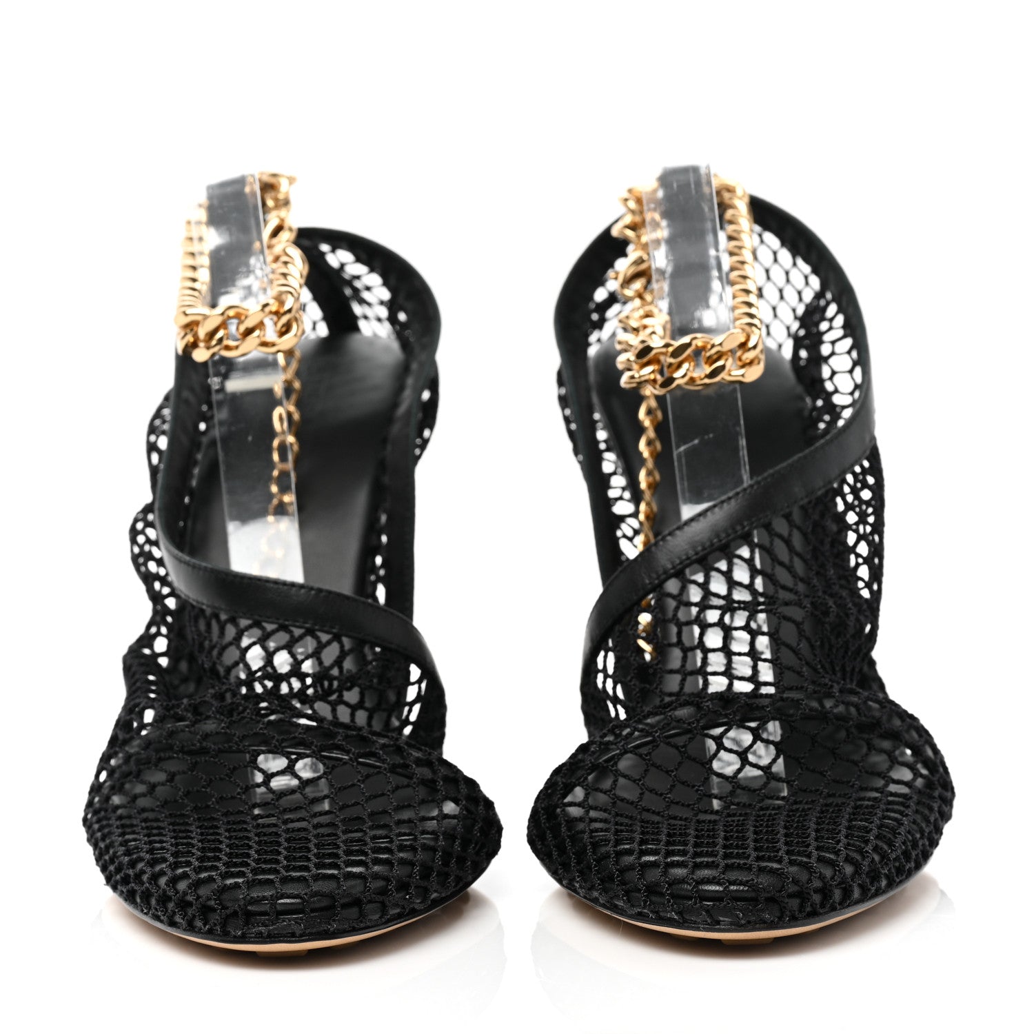 Bottega Veneta Mesh Calfskin Chain Stretch Pumps 39 Black 2 of 8