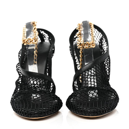Bottega Veneta Mesh Calfskin Chain Stretch Pumps 39 Black 2 of 8