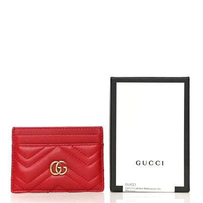 Gucci Calfskin Matelasse GG Marmont Card Holder Hibiscus Red 10 of 10