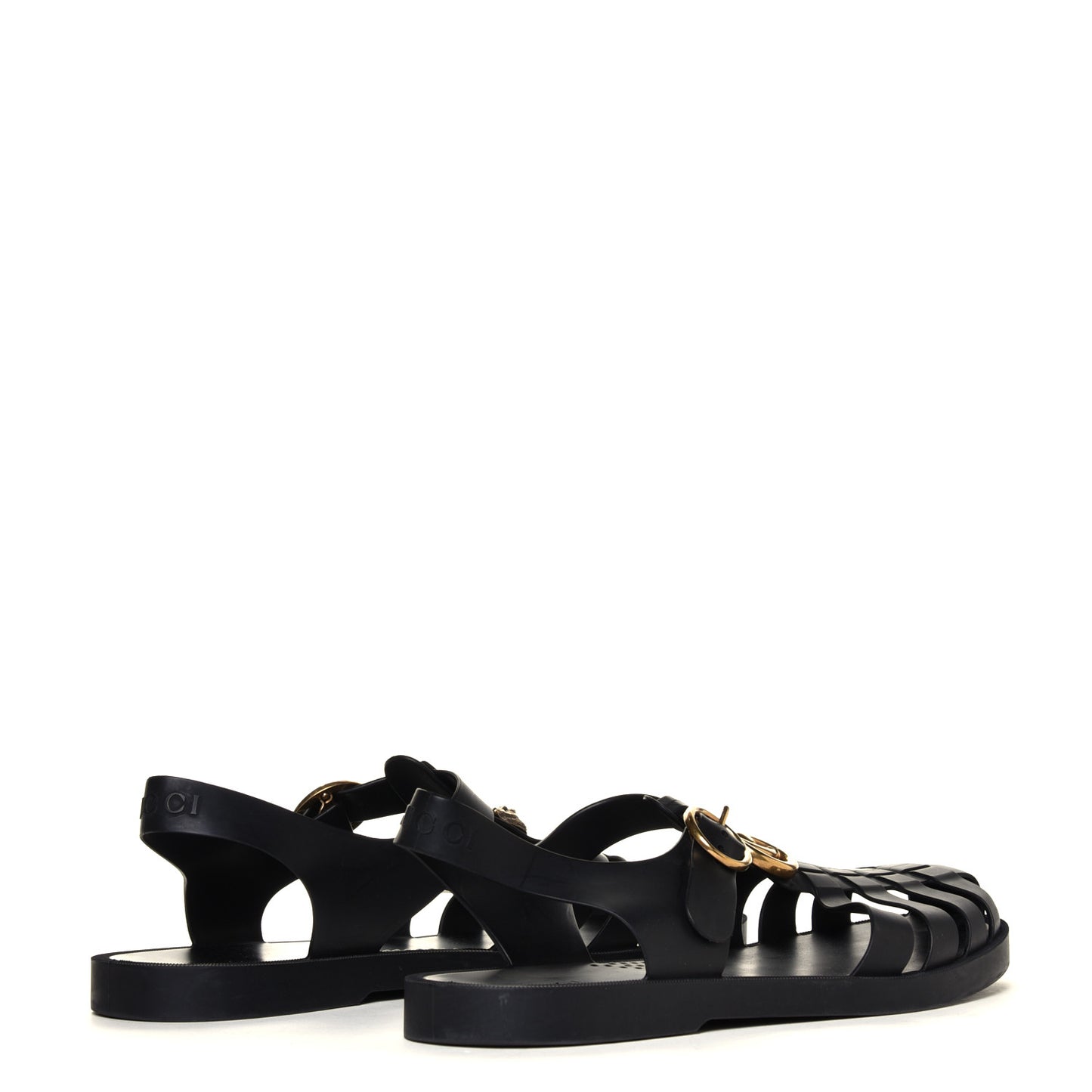 Rubber Mens Buckle Strap Sandal 11 Black