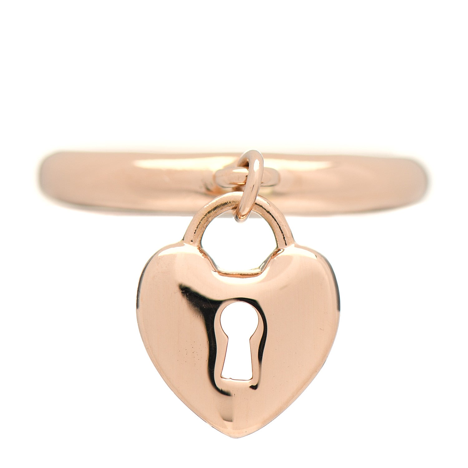 Tiffany 18K Rose Gold Heart Lock Charm Ring 50 5.25 1 of 4
