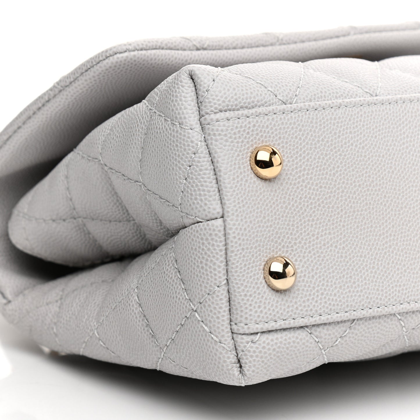 Caviar Quilted Mini Coco Handle Flap Light Grey