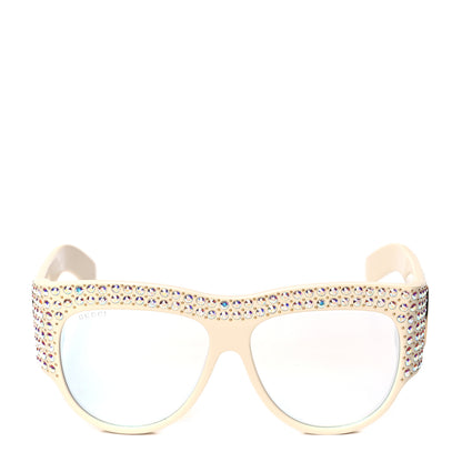 Gucci Acetate Crystal Oversize Hollywood Forever Sunglasses GG0144S Ivory 3 of 8