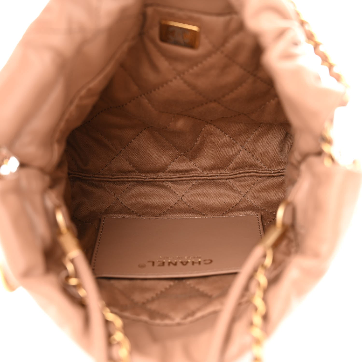 Chanel Shiny Calfskin Quilted Mini Chanel 22 Dark Beige 5 of 10