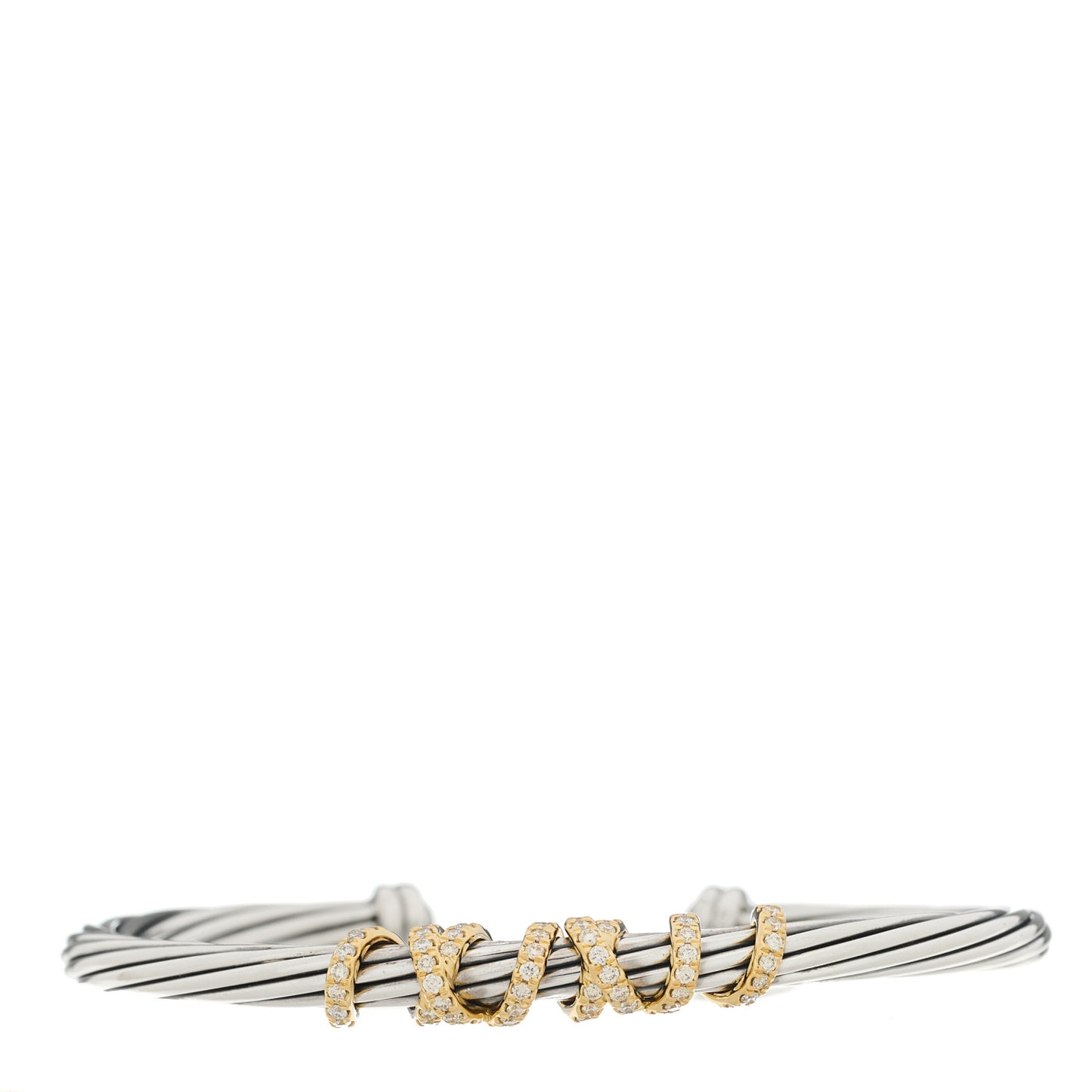 Sterling Silver 18K Yellow Gold Diamond 4mm Helena Station Bracelet