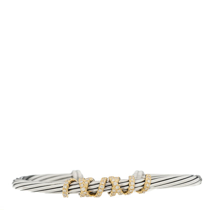 David Yurman Sterling Silver 18K Yellow Gold Diamond 4mm Helena Station Bracelet 1 of 4