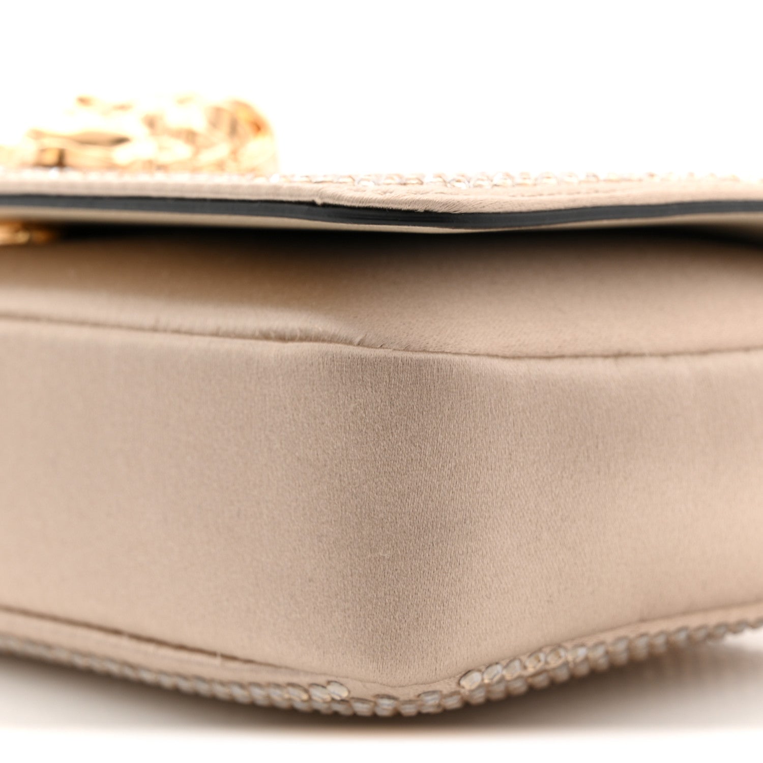 Versace Satin Crystal Medusa Chain Clutch Beige 9 of 10
