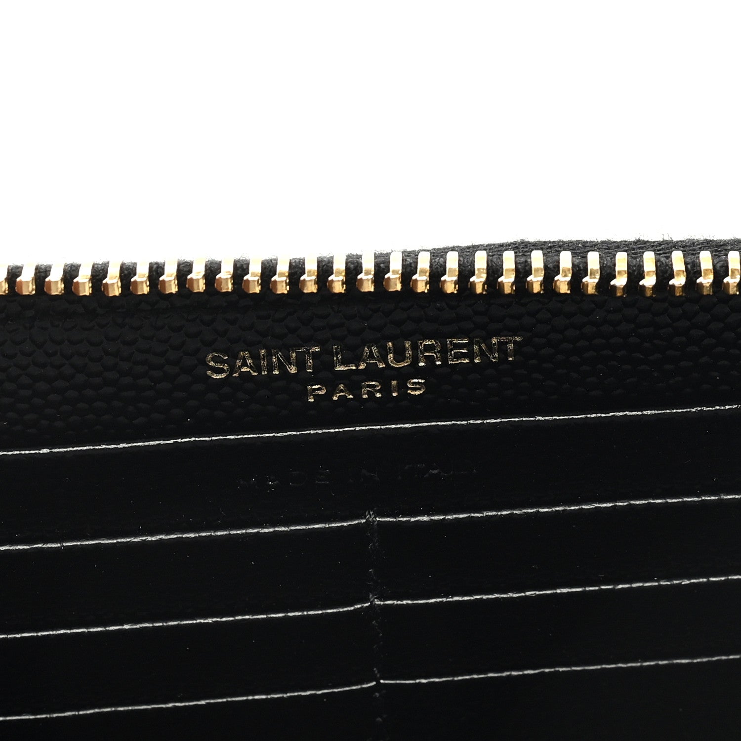 Saint Laurent Grain De Poudre Matelasse Chevron Monogram Zip Around Wallet Black 6 of 6