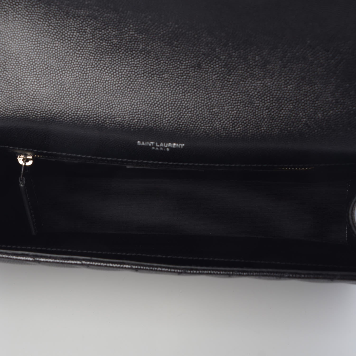 Saint Laurent Grain De Poudre Matelasse Chevron Large Monogram Satchel Black 5 of 7