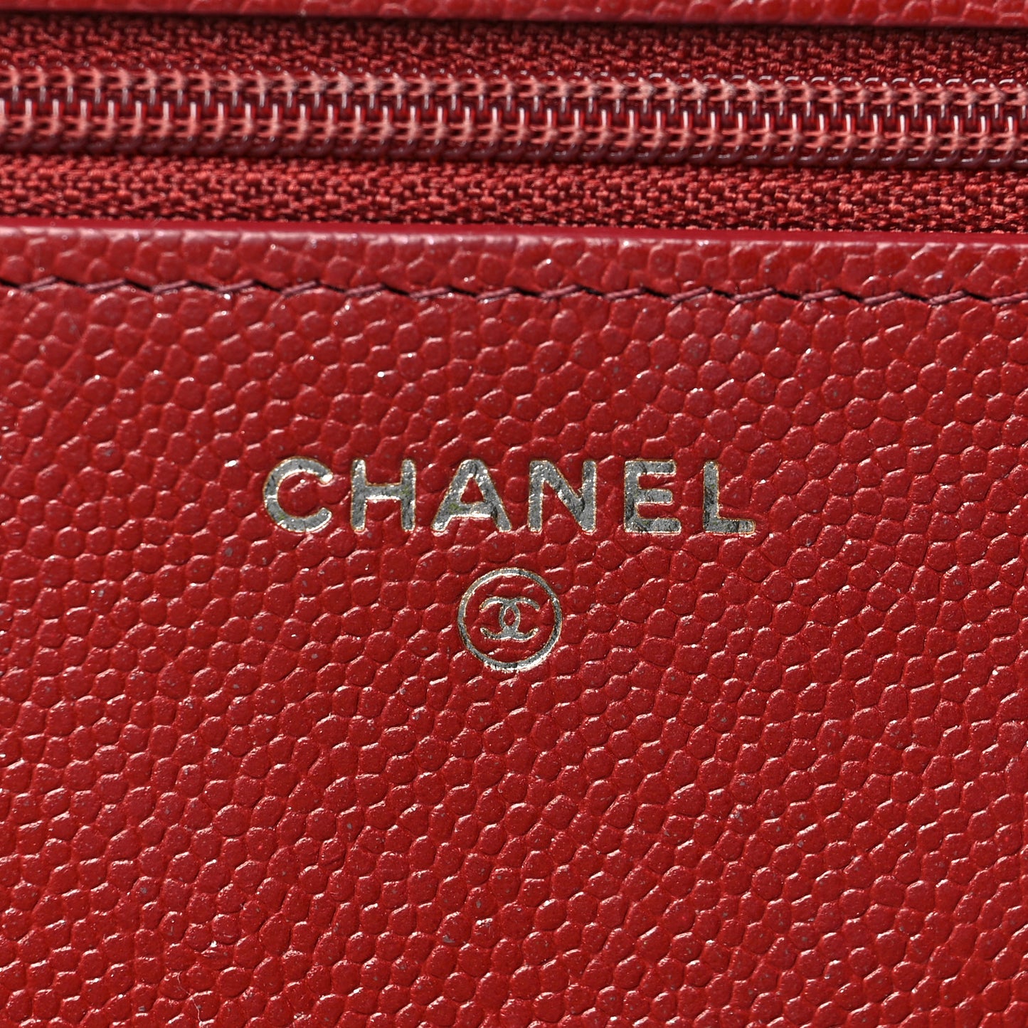 Caviar Quilted Wallet on Chain WOC Burgundy