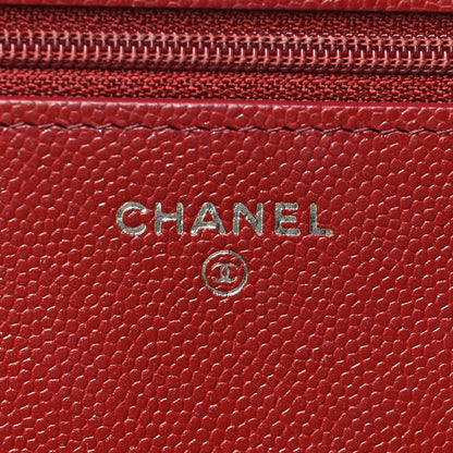 Chanel Caviar Quilted Wallet on Chain WOC Burgundy 5 of 10