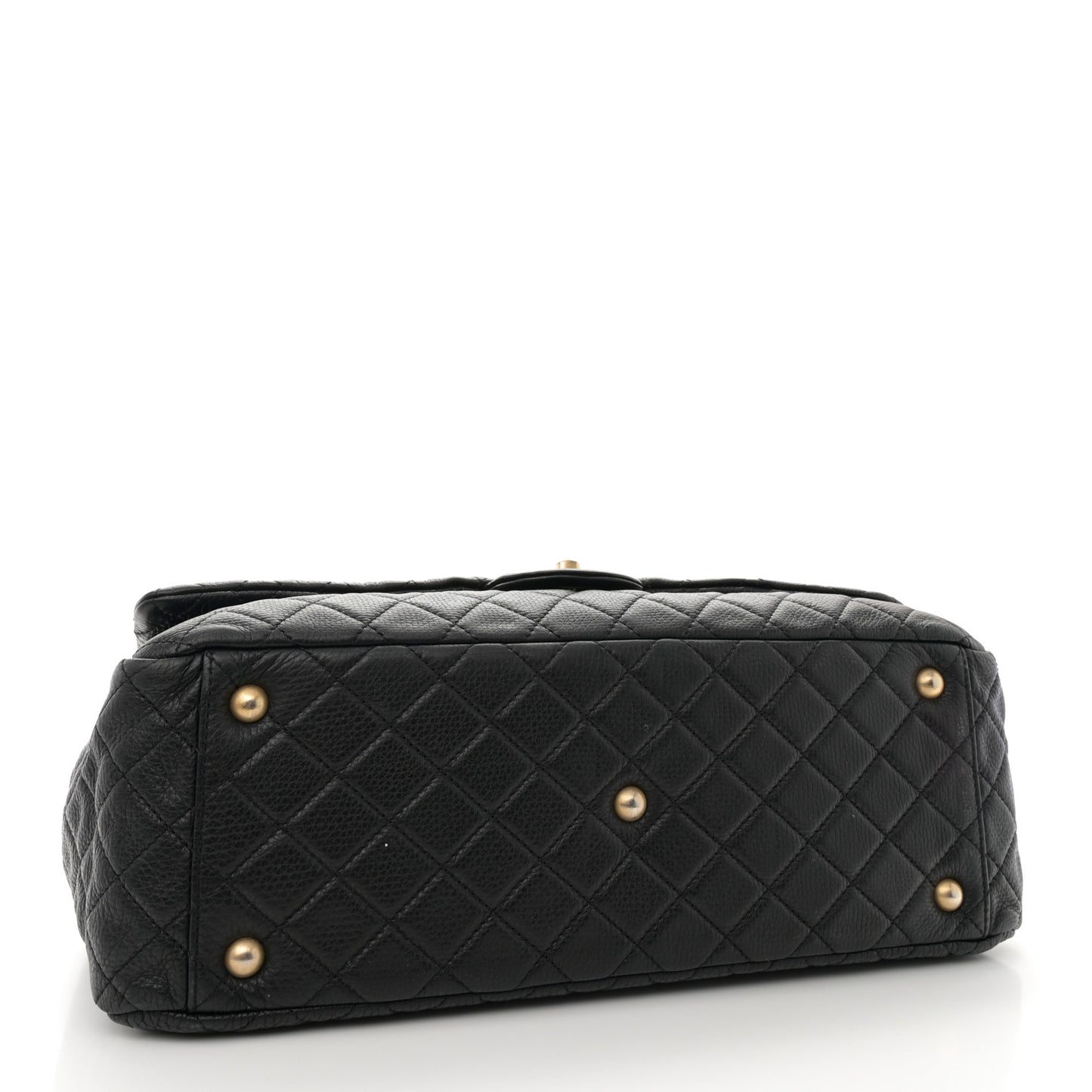 Calfskin Quilted XXL Travel Flap Bag Black