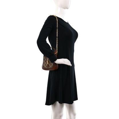Gucci New Canvas Charisma Calfskin Crystal GG Monogram Mini Jackie 1961 Hobo Camel Ebony 2 of 8