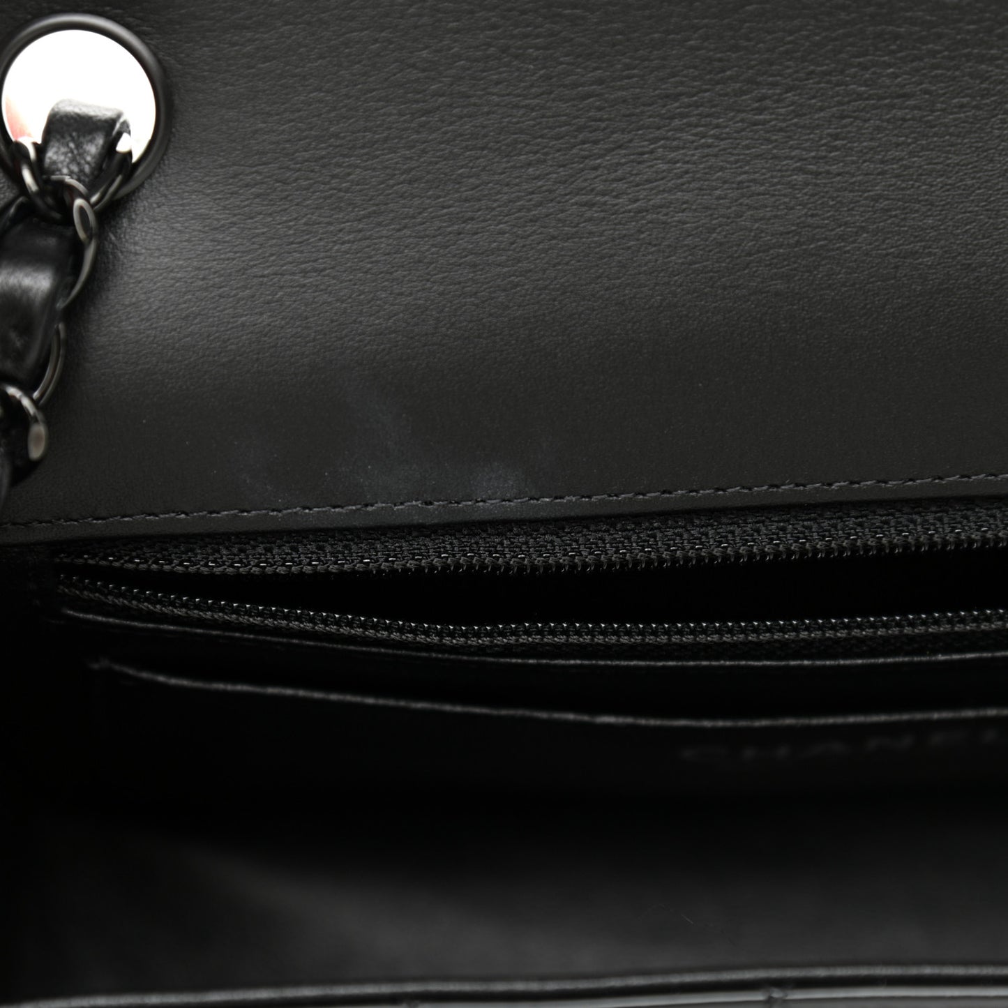 Patent Calfskin Quilted Mini Rectangular Flap So Black
