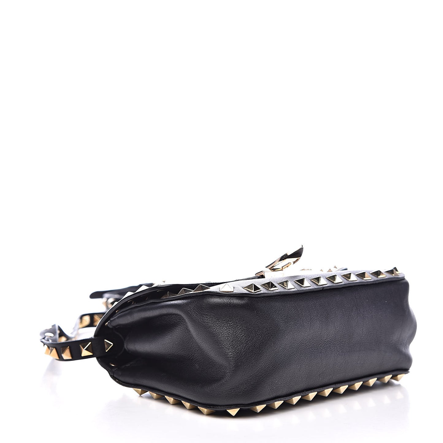 Vitello Mini Rockstud Flap Saddle Crossbody Bag Black
