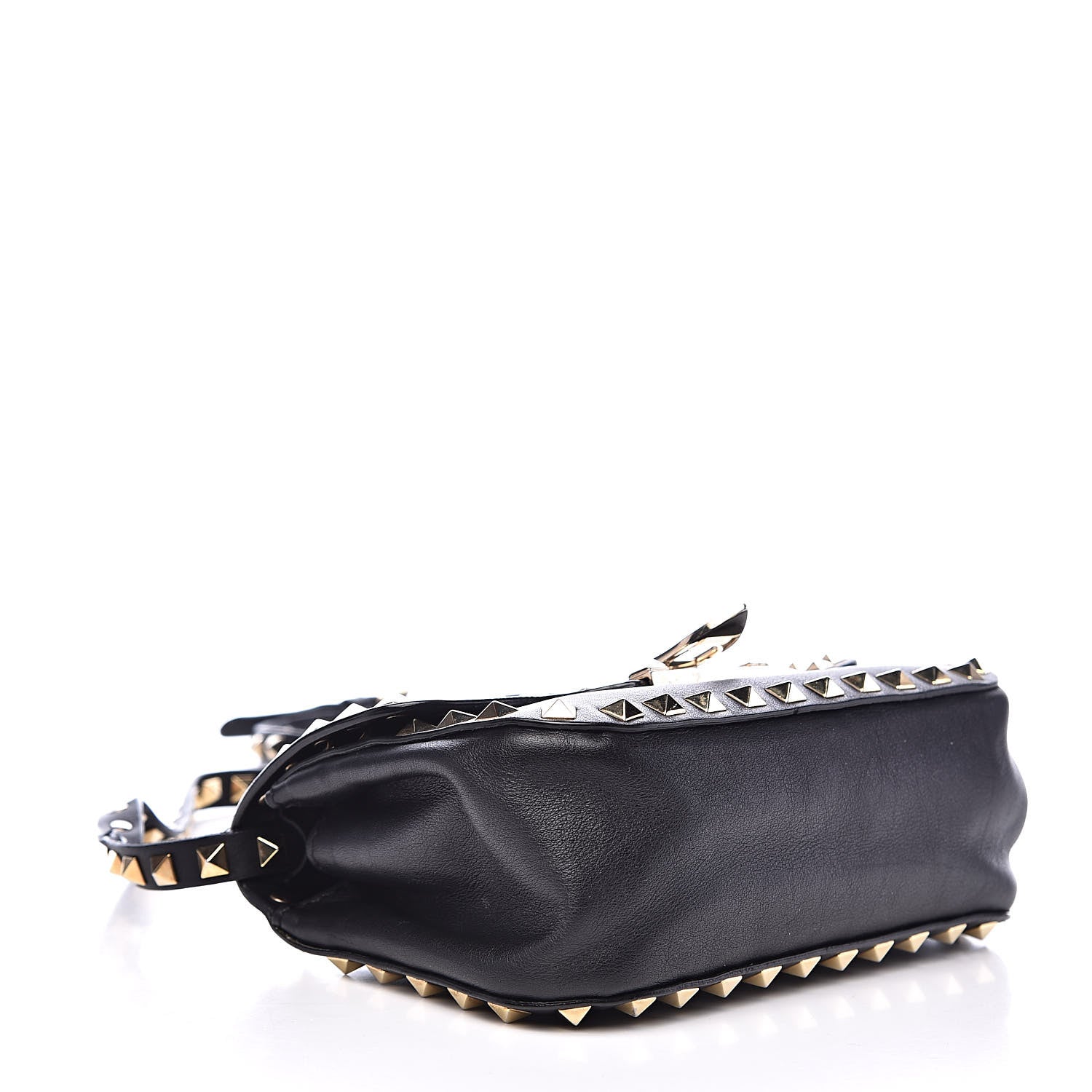 Valentino Garavani Vitello Mini Rockstud Flap Saddle Crossbody Bag Black 4 of 11