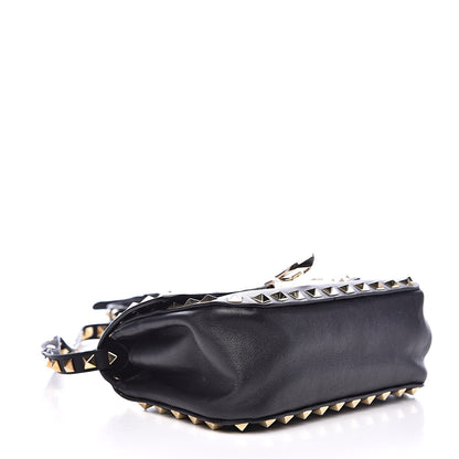 Valentino Garavani Vitello Mini Rockstud Flap Saddle Crossbody Bag Black 4 of 11