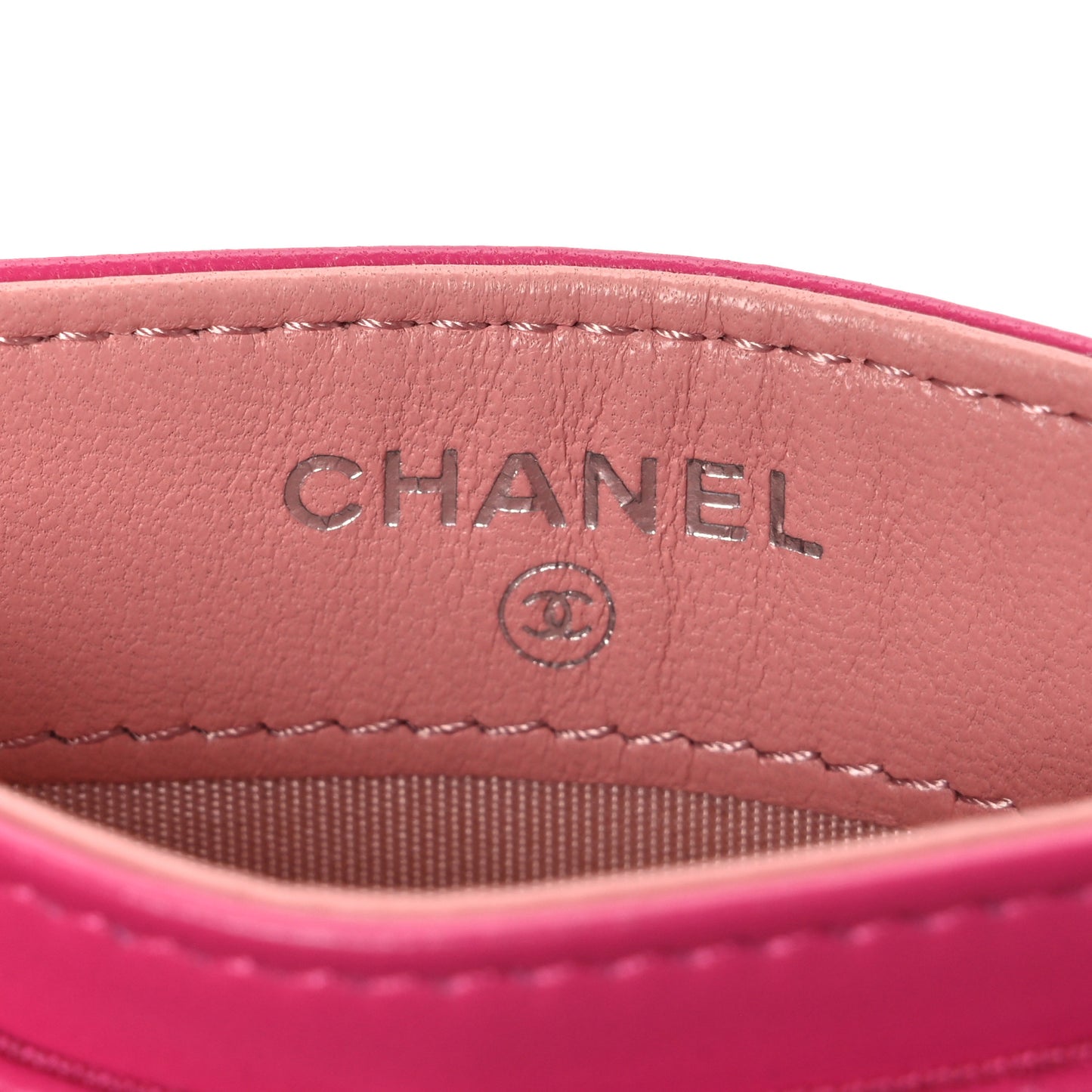 Caviar Camellia Embossed Card Holder Fuchsia