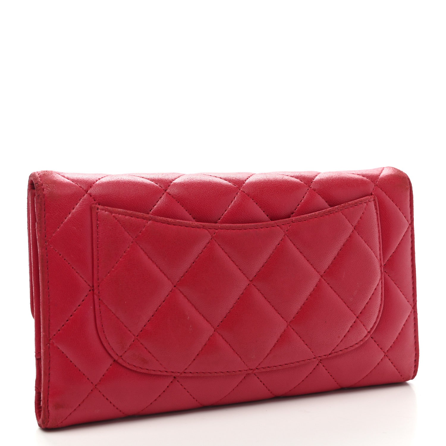 Chanel Lambskin Quilted Large Gusset Flap Wallet Fuchsia 3 of 13