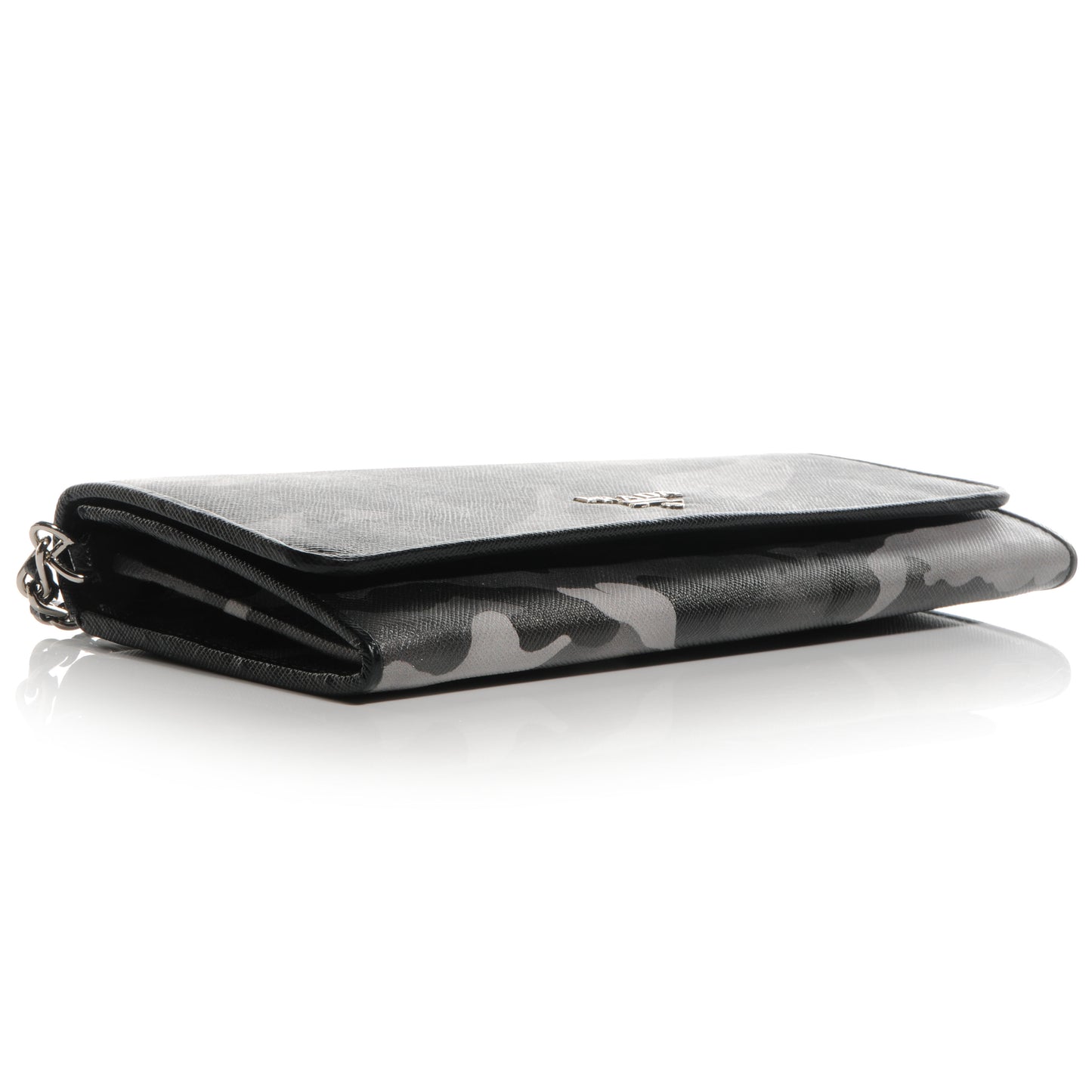 Saffiano Camouflage Print Continental Chain Wallet Marmo Dis Camouflage
