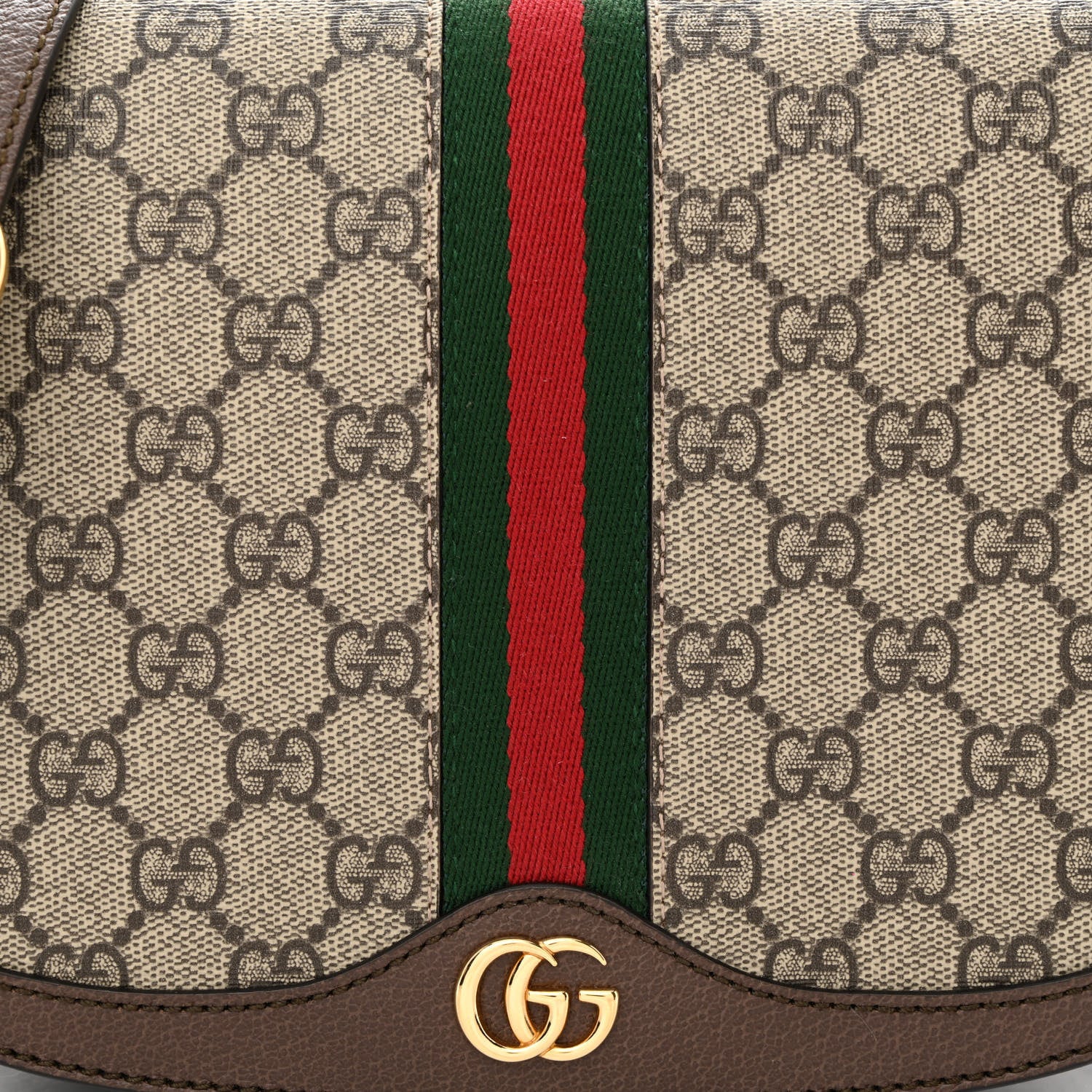Gucci GG Supreme Monogram Web Small Ophidia Flap Messenger Bag Brown 8 of 10
