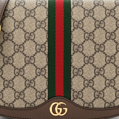 Gucci GG Supreme Monogram Web Small Ophidia Flap Messenger Bag Brown 8 of 10