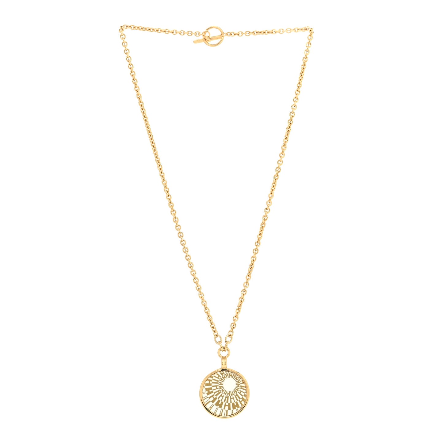 Enamel Medaille OP'H Small Necklace Jaune Or White