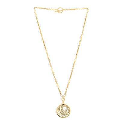 Hermes Enamel Medaille OP'H Small Necklace Jaune Or White 3 of 5
