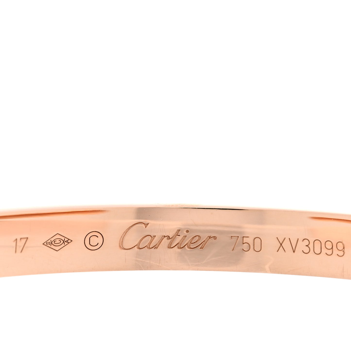 18K Pink Gold LOVE Cuff Bracelet 17