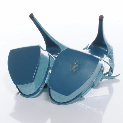 Saint Laurent Paille Patent Tribute 105 Platform Sandals Azur 36 5 of 7