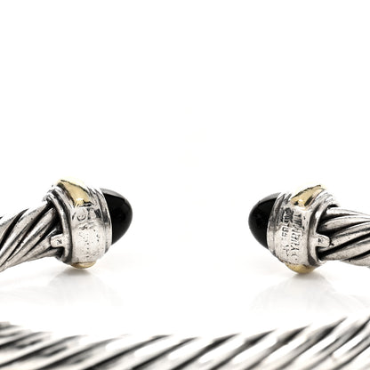 David Yurman Sterling Silver 14K Yellow Gold Black Onyx 7mm Cable Classics Bracelet 3 of 3