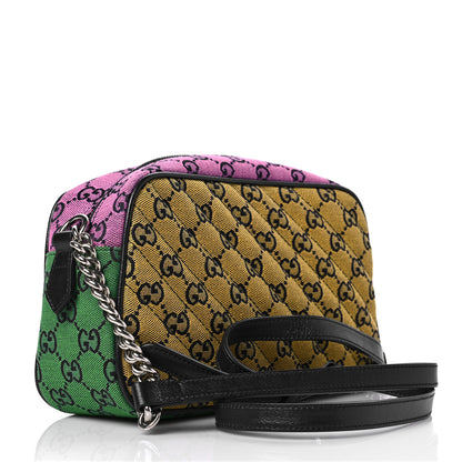 Gucci Monogram Multicolor Matelasse Diagonal Small GG Marmont Chain Shoulder Bag Red Blue Yellow Green Pink 3 of 9