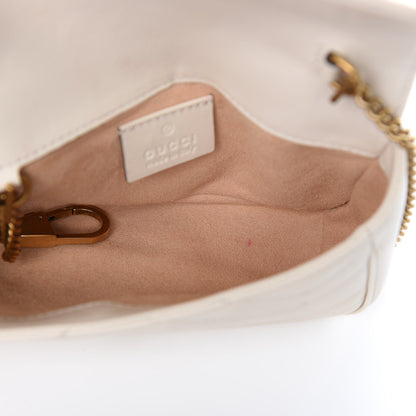 Gucci Calfskin Matelasse Super Mini GG Marmont Shoulder Bag White 5 of 10