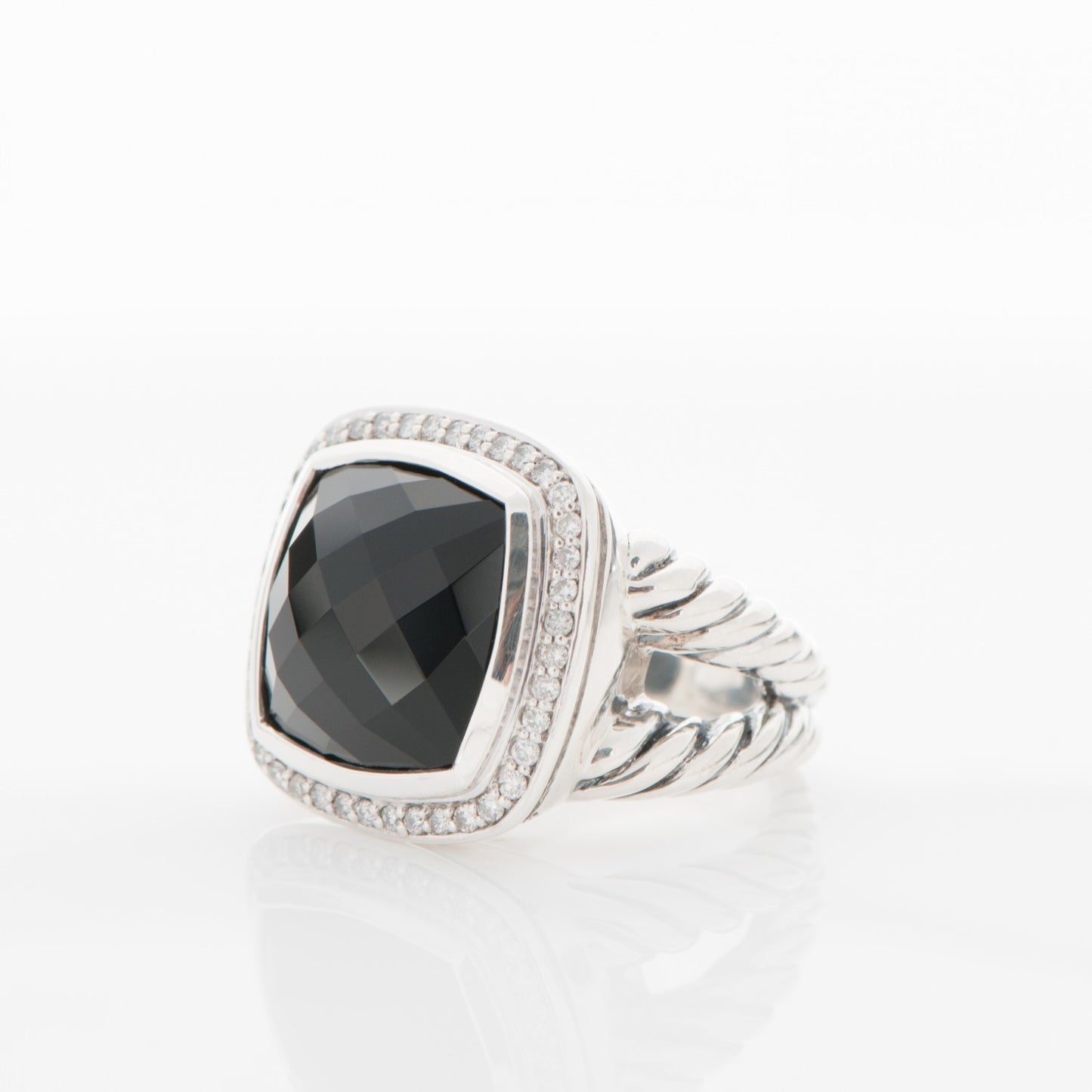 Sterling Silver Diamond Black Onyx 14mm Albion Ring 54 7
