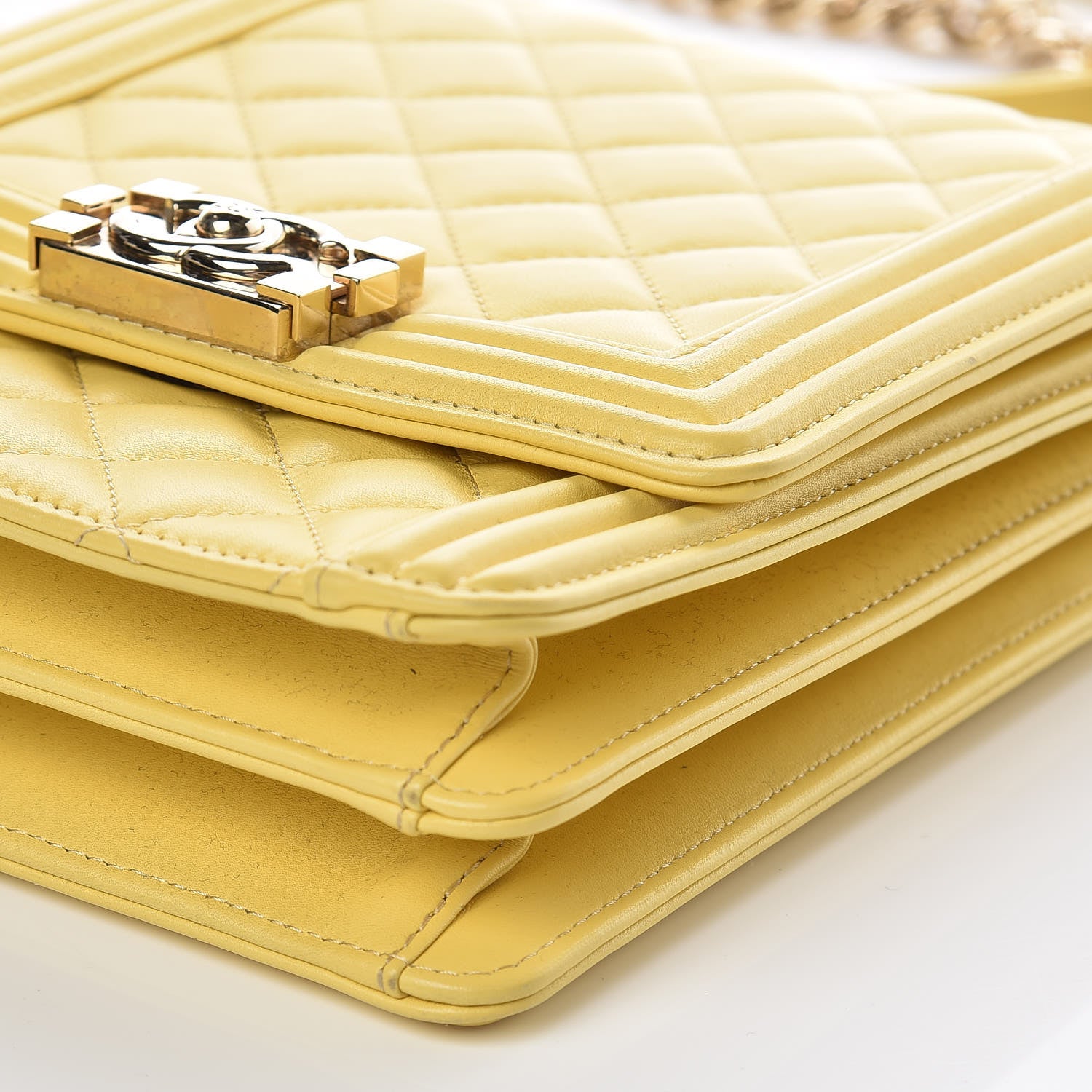 Chanel Lambskin Quilted North South Boy Flap Yellow 9 of 9