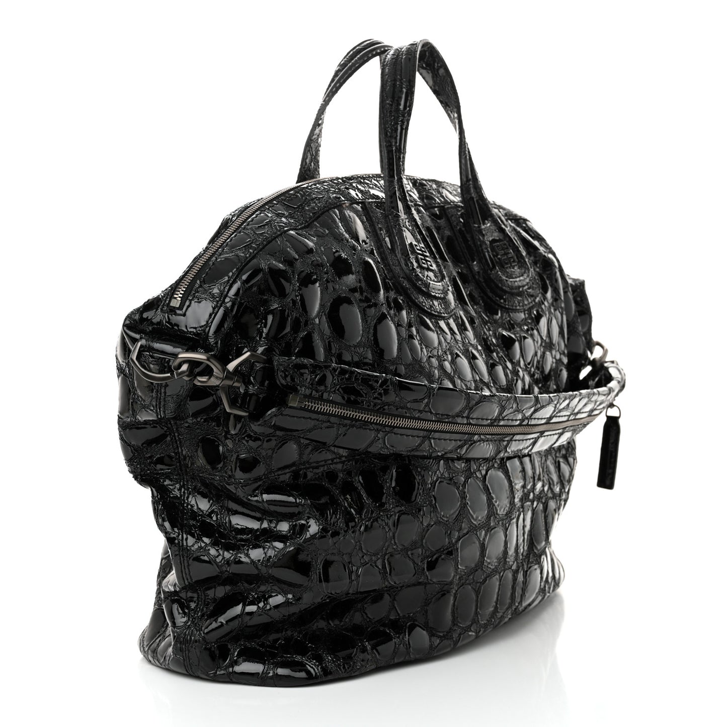 Patent Crocodile Embossed Large Nightingale Black