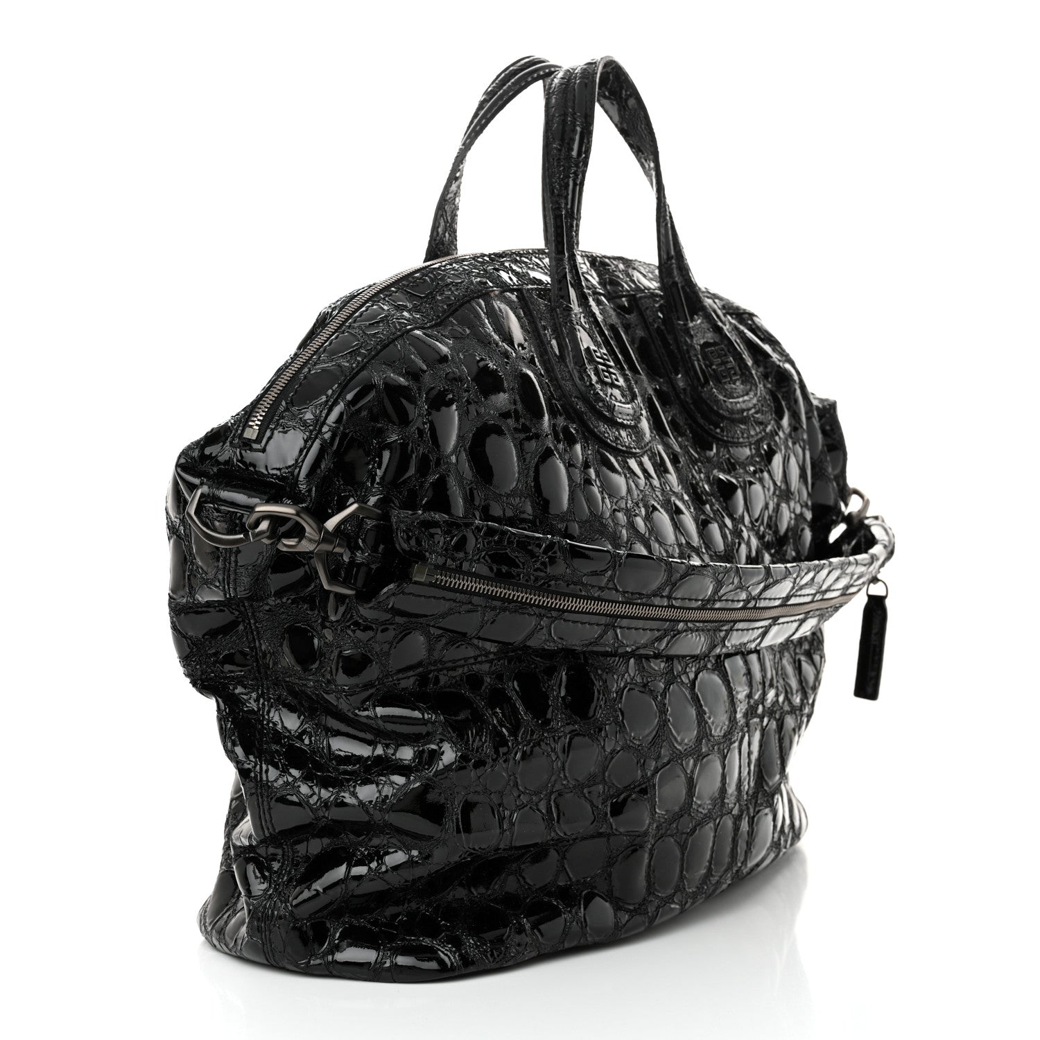 Givenchy Patent Crocodile Embossed Large Nightingale Black 3 of 11