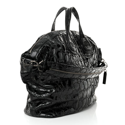 Givenchy Patent Crocodile Embossed Large Nightingale Black 3 of 11