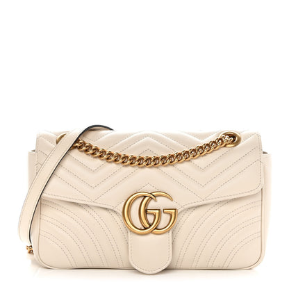 Gucci Calfskin Matelasse Small GG Marmont Shoulder Bag White 1 of 14