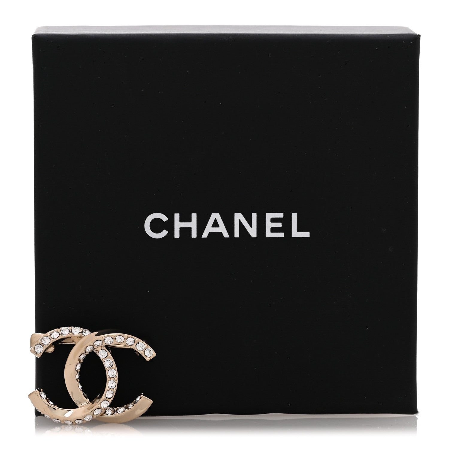 Chanel Metal Crystal CC Brooch Gold 4 of 4