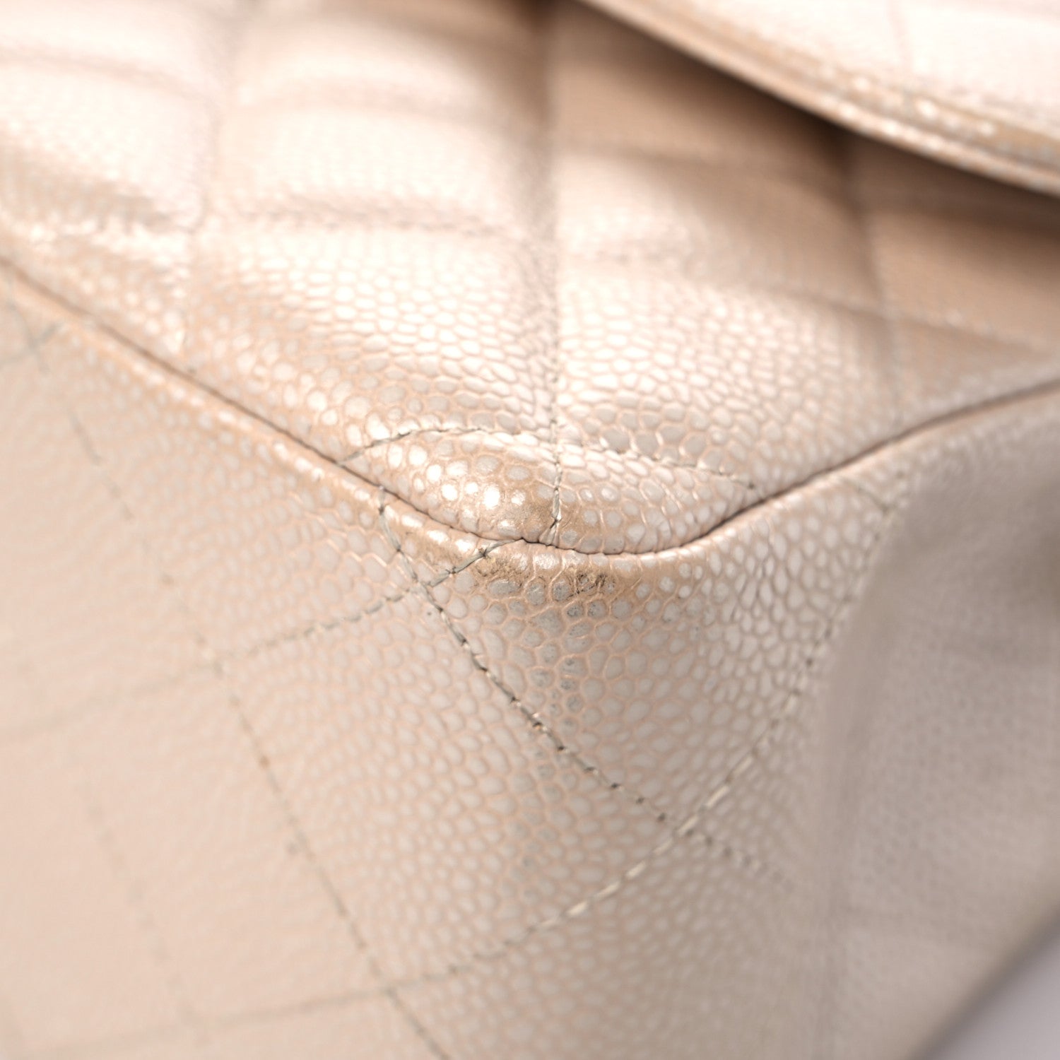 Chanel Pearly Caviar Quilted Jumbo Double Flap Light Beige 10 of 16