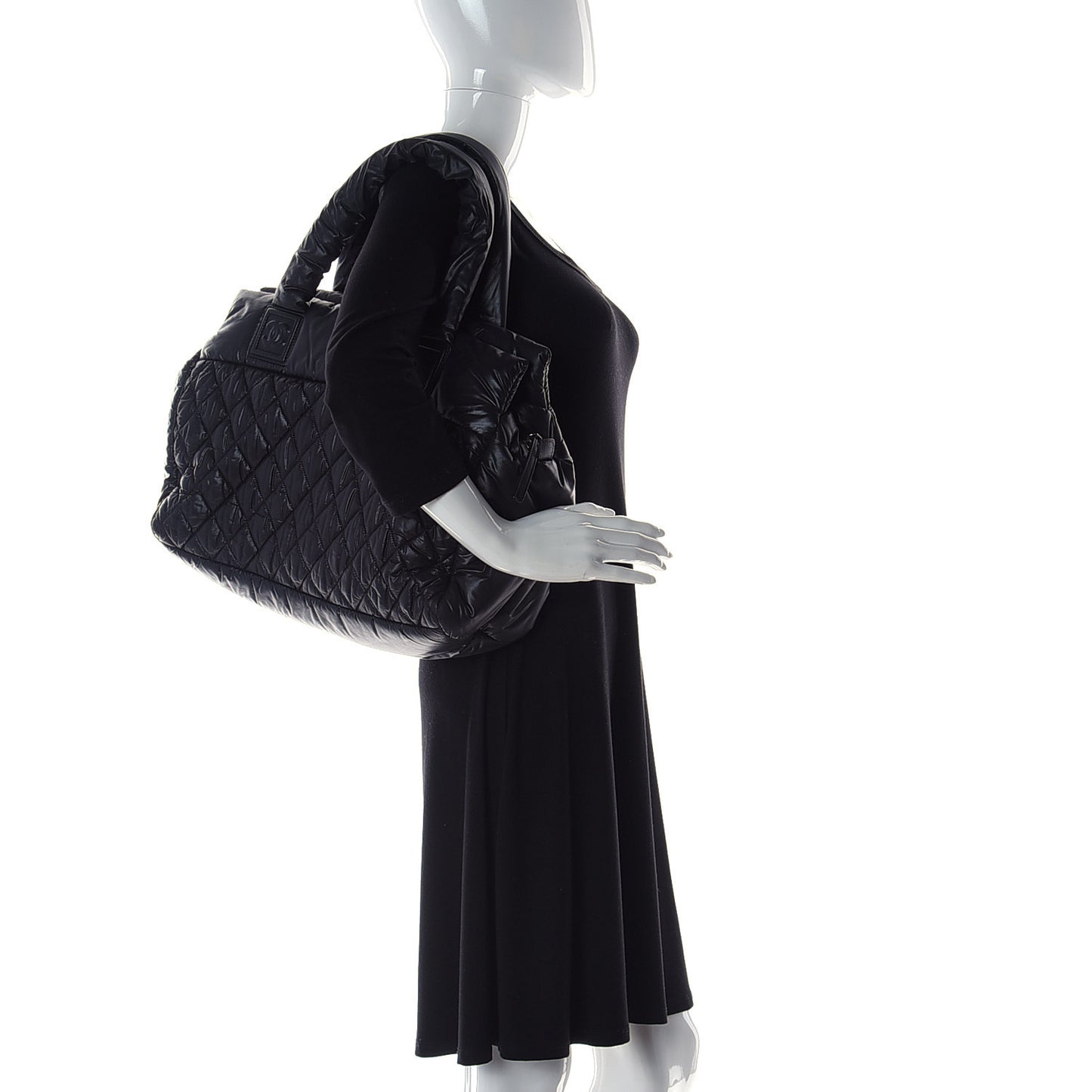 Nylon Coco Cocoon Zipped Tote Black