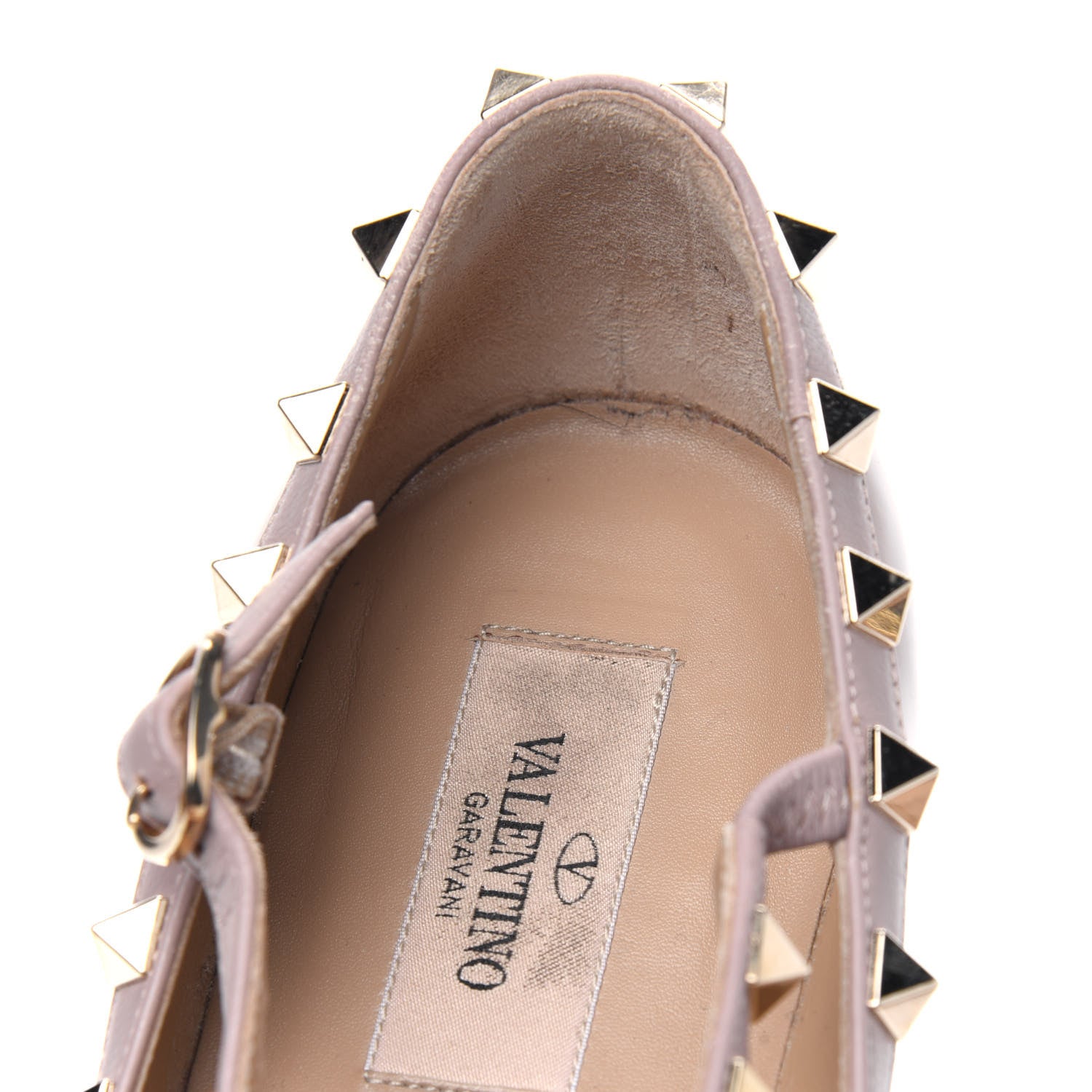 Valentino Garavani Patent Rockstud Cage Ballerina Flats 37 Poudre 8 of 13