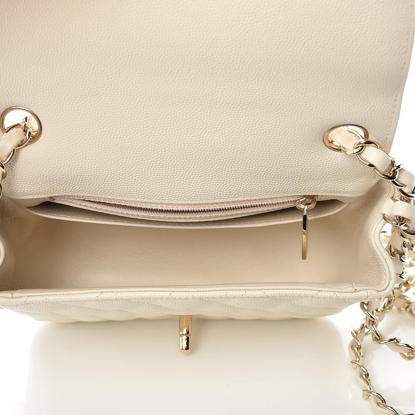 Caviar Quilted Mini Square Flap White