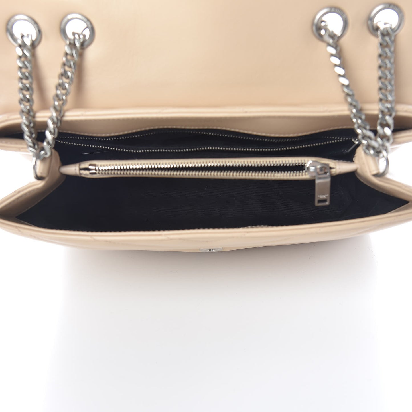 Calfskin Y Quilted Monogram Medium Loulou Chain Satchel Nude Powder