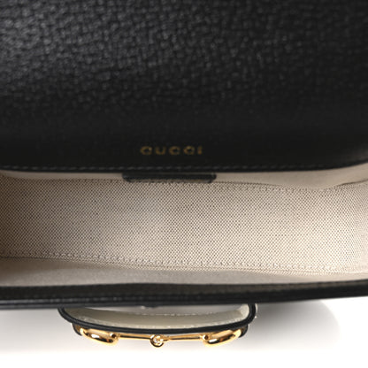 Gucci X ADIDAS Textured Dollar Calfskin Web Trefoil Mini Horsebit 1955 Shoulder Bag Black Off White 4 of 9
