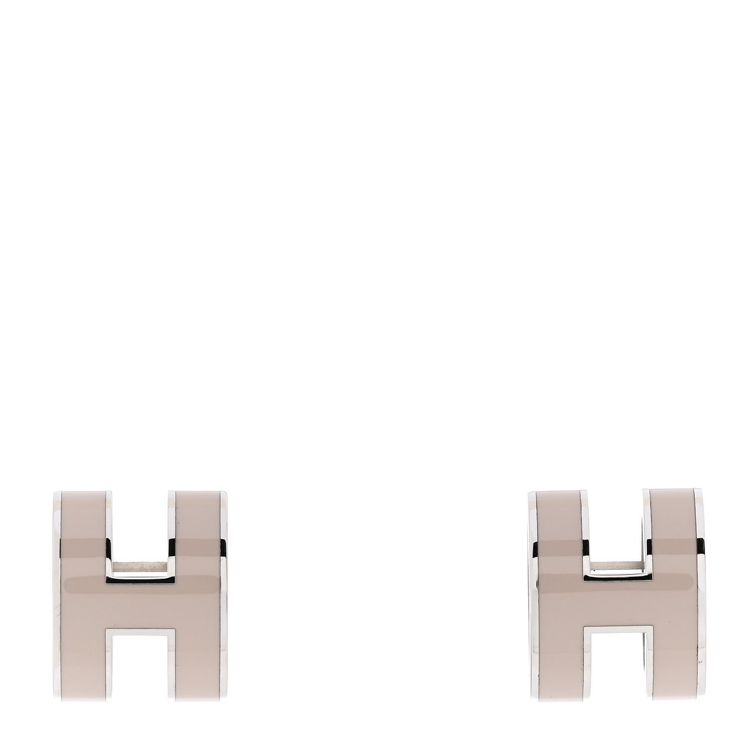 Hermes Palladium Lacquered Pop H Earrings Marron Glace 1 of 5