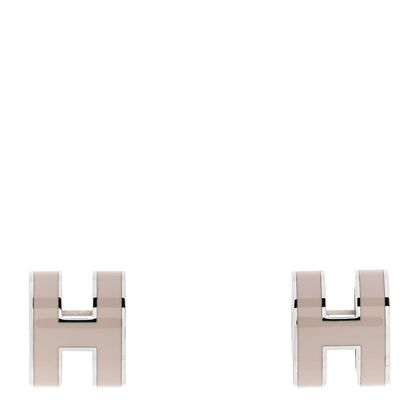 Hermes Palladium Lacquered Pop H Earrings Marron Glace 1 of 5