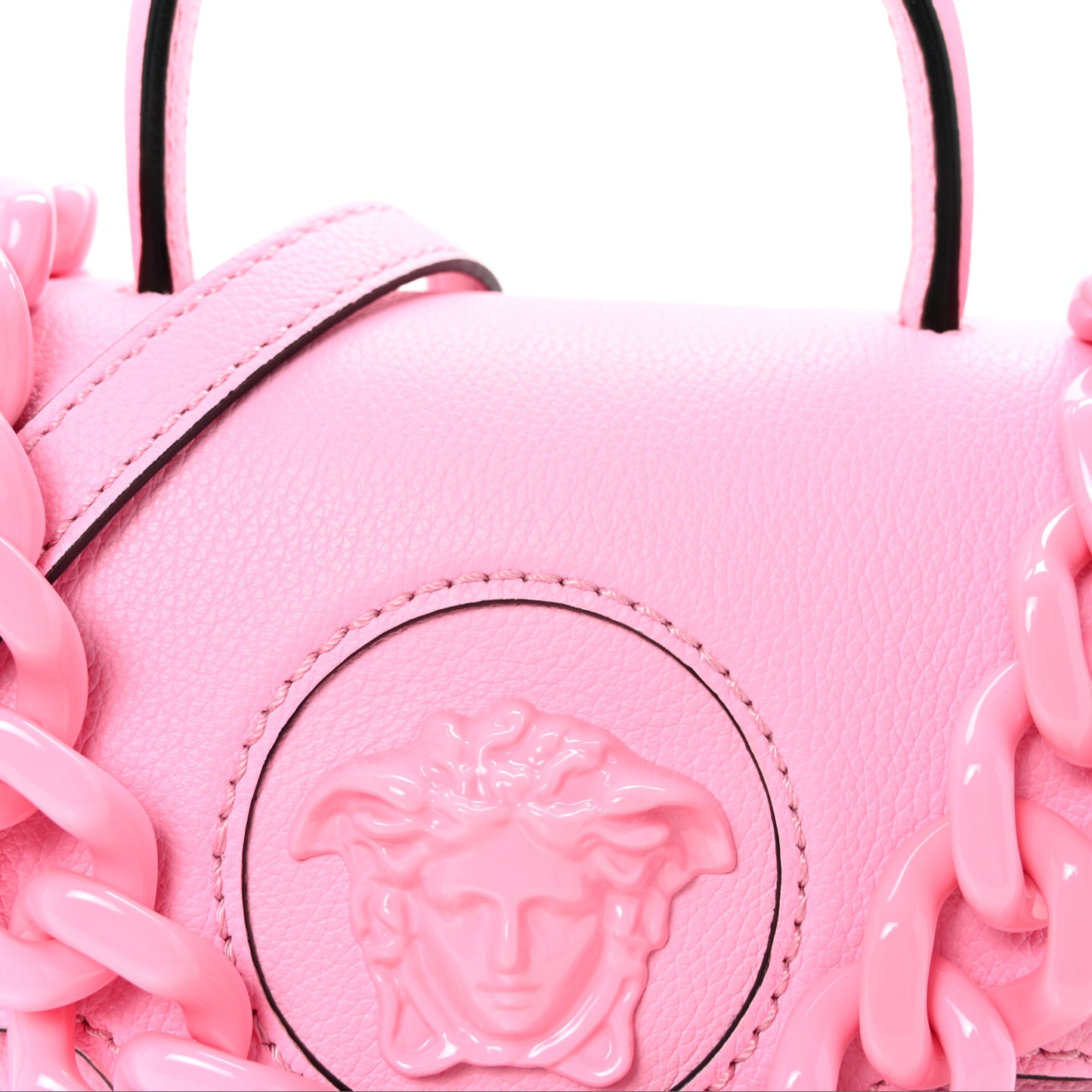Grained Calfskin Small La Medusa Top Handle Bag Pink