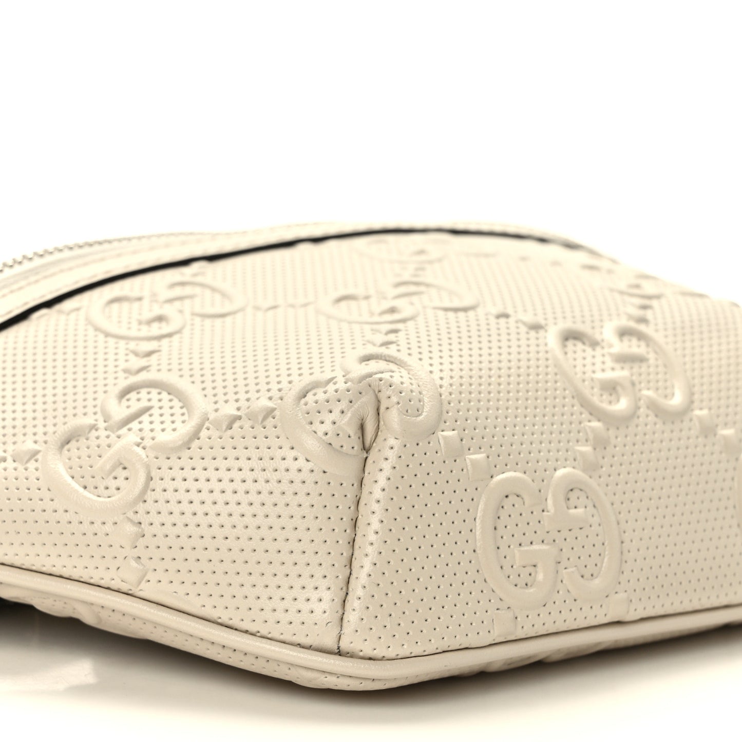 Calfskin GG Tennis Embossed Belt Bag Mystic White